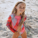 KID's girl's One-piece swimsuit with sleeves JELLYFISH PINK