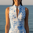 Zipper Sleeveless Swimsuit / Bodysuit / Greek Summer