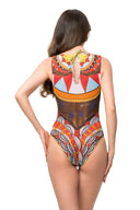 This file provides a concise overview of a sustainable and fashionable smart swimsuit, showcasing the Africa print. It's a sleeveless one-piece with tan-without-tan-lines technology, suitable for individuals with visual impairments or low-bandwidth connections