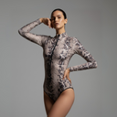 Zipper Swimsuit with Sleeves / Bodysuit / SNAKE