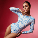 One-piece Swimsuit / Bodysuit with Sleeves / Greek Summer