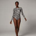 One-piece Swimsuit / Bodysuit with Sleeves / ZEBRA