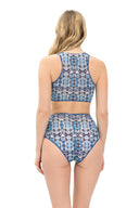 Explore timeless sophistication with our Tie-Dye print high waist bikini. Designed for a perfect fit and SPF35 protection, it offers classic luxury in sustainable fashion. Shop now for sustainable style!