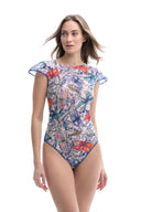 DRAGONFLIES / Swimsuit with cap sleeves / shape-wear