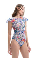 DRAGONFLIES / Swimsuit with cap sleeves / shape-wear