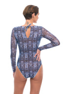 Blue Snake / swimsuit with sleeves / shape-wear