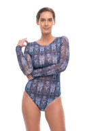 Blue Snake / swimsuit with sleeves / shape-wear
