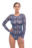 Blue Snake / swimsuit with sleeves / shape-wear