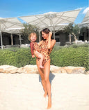 KID's girl's  One-piece swimsuit with sleeves LEOPARD