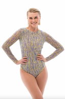 The file showcases sustainable tan-through smart swimsuits featuring the iconic 3Dpen print. With a one-piece swimsuit design, including sleeves, it provides chic silhouettes for sophisticated beach style