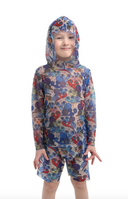 Explore our Snails print Kid's Smart T-shirt and Shorts with SPF35 protection. This file showcases eco-friendly swimwear, blending classic luxury and safety to ensure stylish and secure beachwear for your child. Shop now!