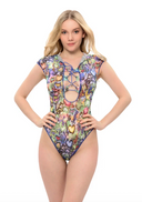 Snake / Sleeveless Swimsuit with Hood & Lace / shape-wear