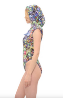 Snake / Sleeveless Swimsuit with Hood & Lace / shape-wear