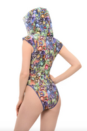 Snake / Sleeveless Swimsuit with Hood & Lace / shape-wear
