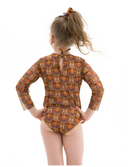 KID's girl's One-piece swimsuit with sleeves ETHNIC