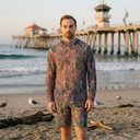 MEN's Smart Swim T-Shirt with Hood  Crocodile Multicolor