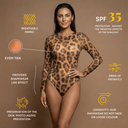 DIAMOND LEOPARD / SWIMSUIT WITH SLEEVES / shape-wear