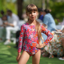 KID's girl's  One-piece swimsuit with sleeves STRIPES